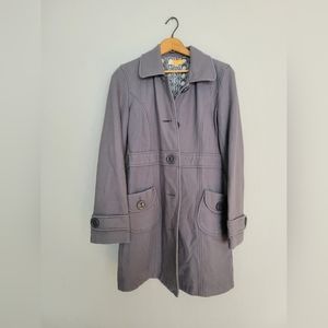 Tulle by Anthropologie Grey Trench Coat Wool Blend - Medium